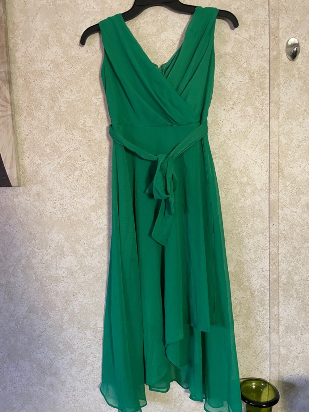 DKNY Emerald Green Wrap-Style Chiffon Maxi Dress